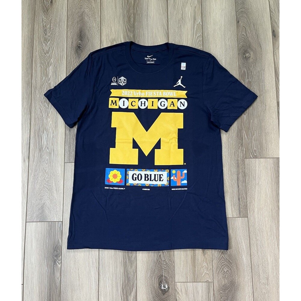 Nike College Football Air Jordan Michigan Wolverines T-Shirt NWT Blue Sz Medium